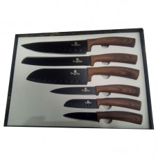 6 Pcs Black blade Rose Wood handle kitchen knife set Beautiful StructureSharped blade